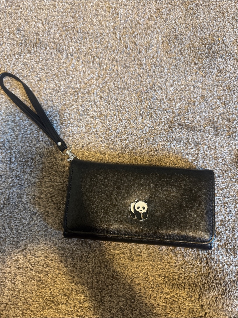 Source Unknown Black Wristlet Wallet with Panda Accent